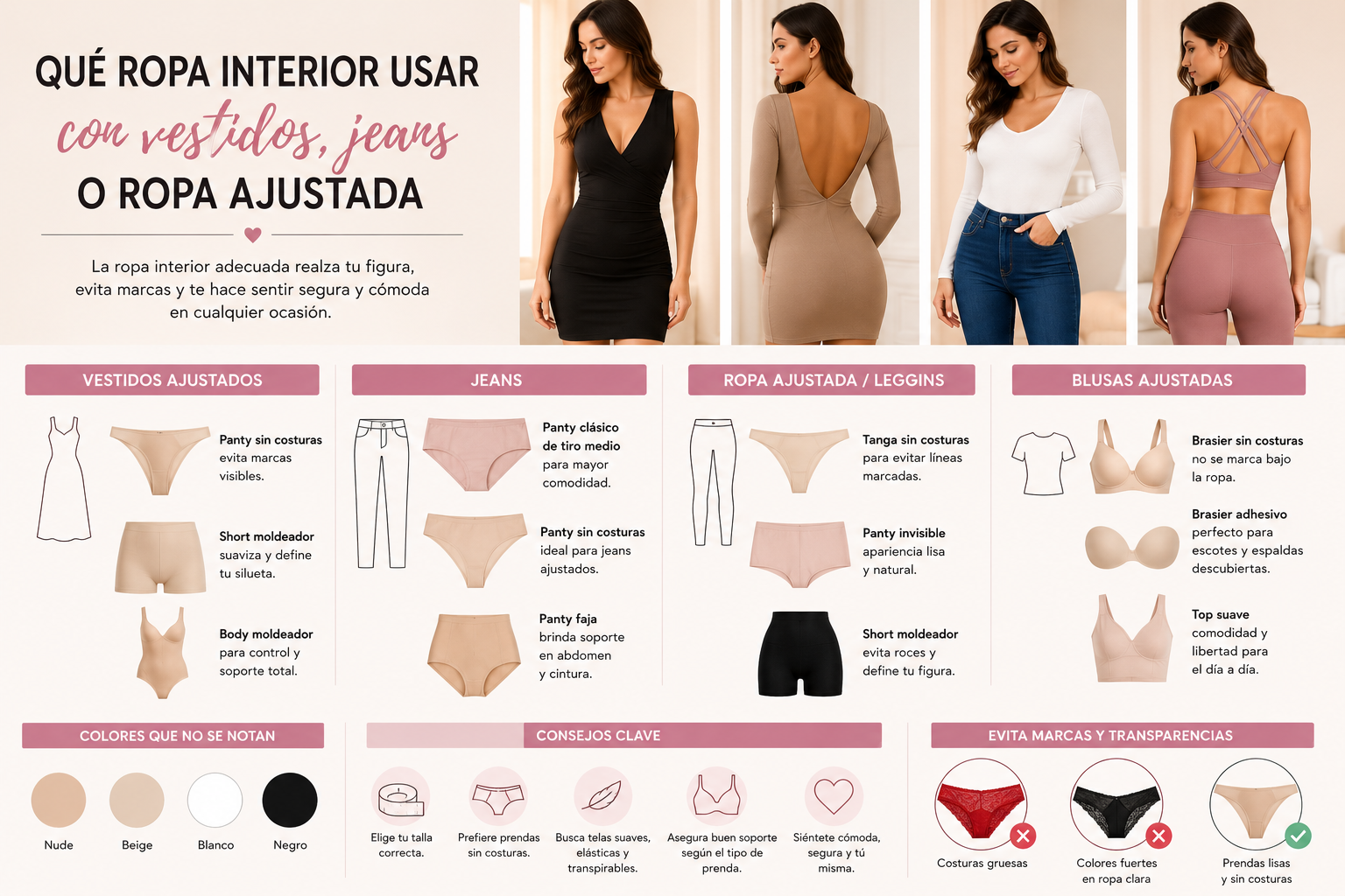ropa interior a usar segun la ropa