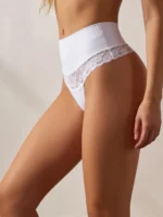 Hilo talle alto en encaje blanco lado