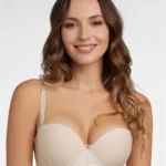 Brasier strapless con doble realce beige