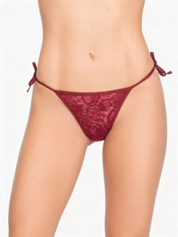 Panty tipo hilo de amarrar rojo