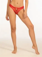 Panty tipo brasilera en encaje y tull rojo