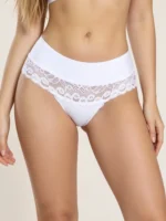 Hilo talle alto en encaje blanco frente