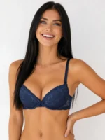 Brasier en encaje de copa completa azul