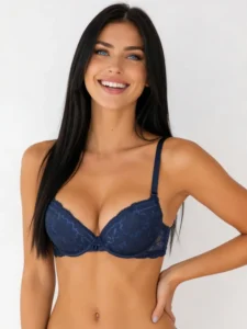 Brasier en encaje de copa completa azul