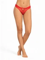 Panty tipo brasilera en encaje y tull rojo