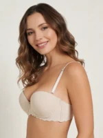 Brasier strapless con doble realce beige