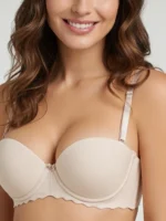 Brasier strapless con doble realce beige