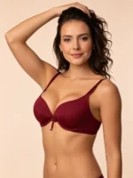 Bra escote profundo en lycra vinotinto