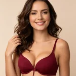 Bra escote profundo en lycra vinotinto