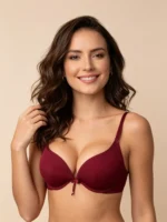 Bra escote profundo en lycra vinotinto