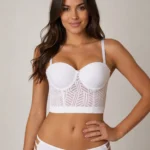 Brasier tipo bustier en blonda blanco