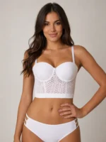 Brasier tipo bustier en blonda blanco